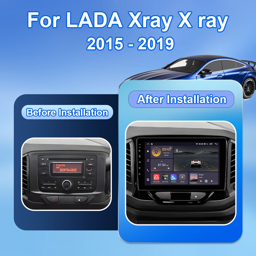 FAndroid 15 For LADA Xray X ray 2015 - 2019 Carplay Auto 4G+WIFI GPS Car Radio Navigation Multimedia Video Player Stereo BT DVD