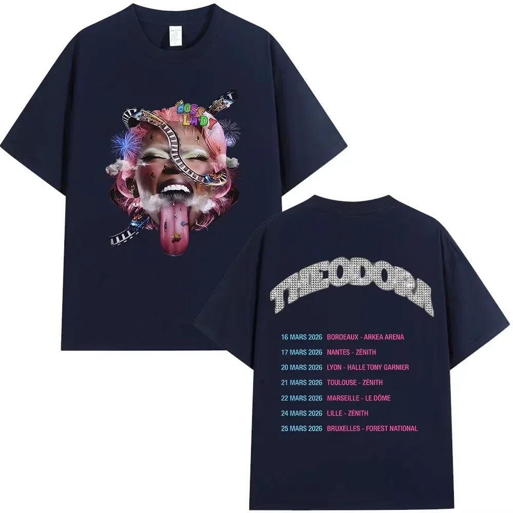 Theodora Boss Lady Tour 2026 Concert Merch T-shirts Men Women Hip Hop Fashion T Shirt Casual Cotton Loose Short Sleeves T-shirts