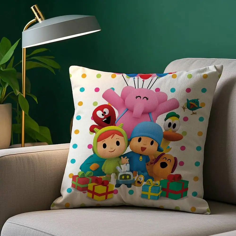 Birthday Cartoon P-Pocoyo Pillow Case Plush Fabric Soft Pillowcase Double Sided Print Sofa Cushion Cover Throw