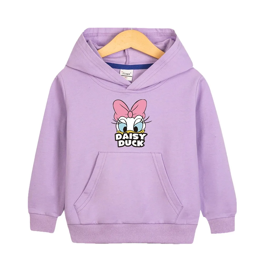 

Disney Donald Duck Quality Cotton Tee Shirt Girls Clothing for Children T-shirt Pink Long Sleeve Kids Tops Bluey Clothes Hooded