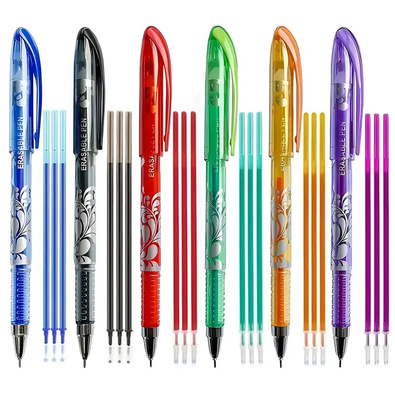 

24/30pcs Set Multicolor Erasable Gel Pen Fine Point 0.5mm 6 Colors Ink Refills Washable Handle Office Stationery Disappear Pen
