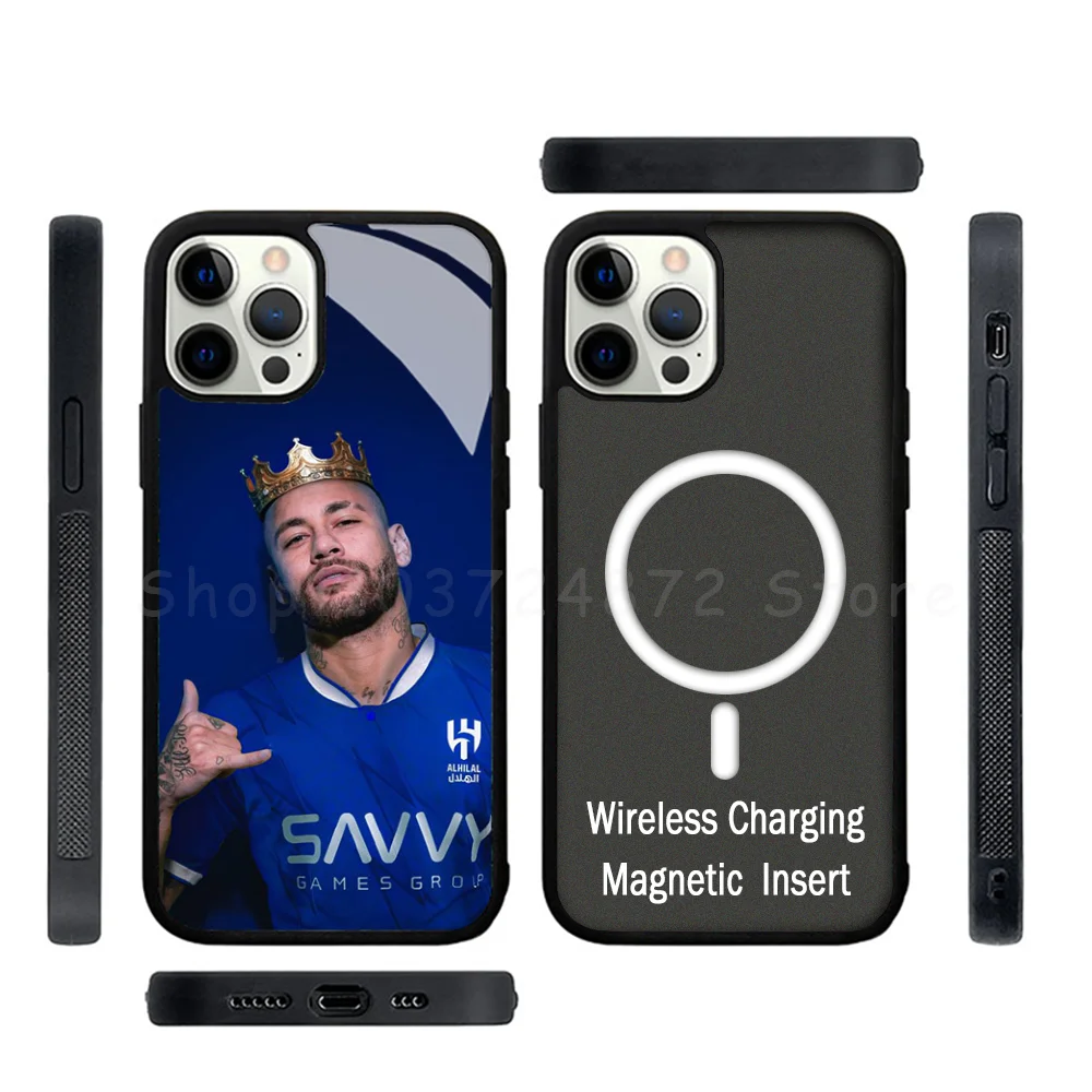 N-Neymar Phone Case Strong Magnetic For IPhone 15 14 13 Pro Max Mini Alex Mirror For Magsafe Wireless Charging Cover