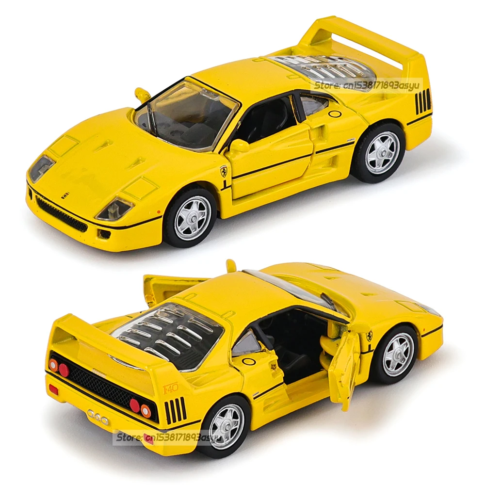 Maisto 1:64 Chassis Vollguss-Automodell Sammlerstück Geschenk Spielzeug Ferrari F40 gelb/rot Legierungsautomodell Tür öffnet sich – Detail 2