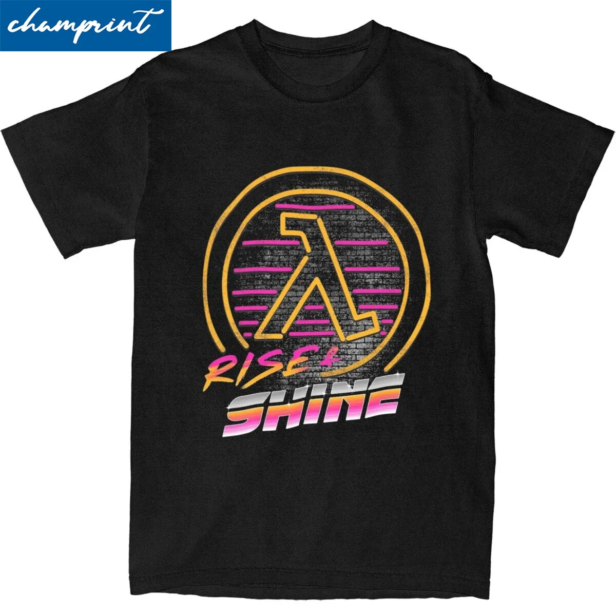 Ästhetische Halbwertszeit Rise & Shine Neon T-Shirts Herren Rundhals ausschnitt Kurzarm Tops Shirts Baumwolle Sommer Top T-Shirt