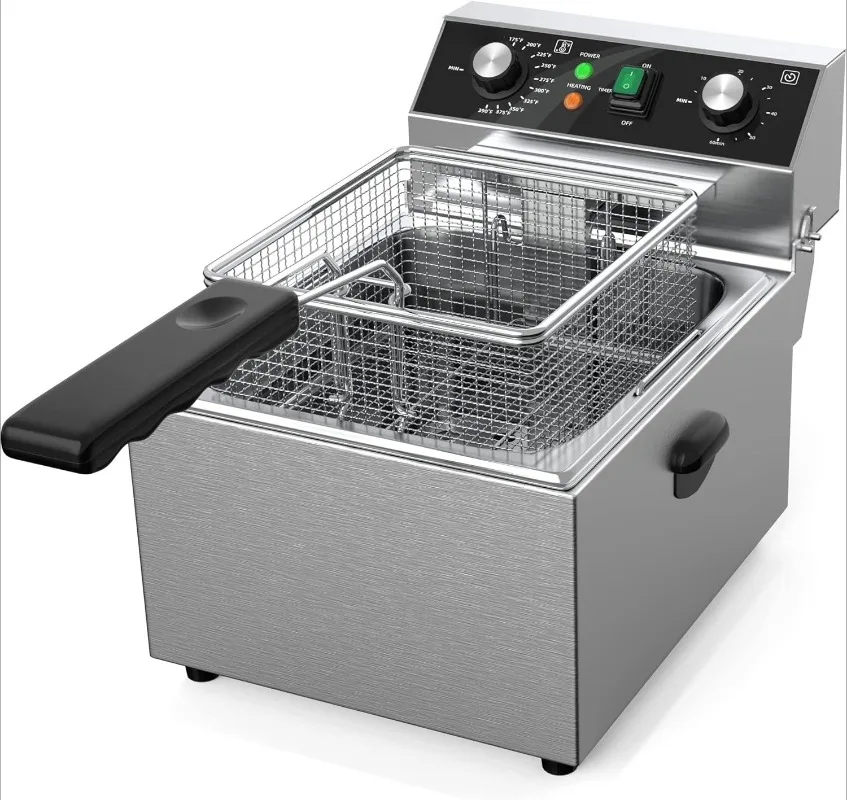 

Electric Deep fryer Stainless Steel with Basket & Lid Capacity 10L(10.5QT) Countertop Fryers for Home Kitchen and Restaurant wit