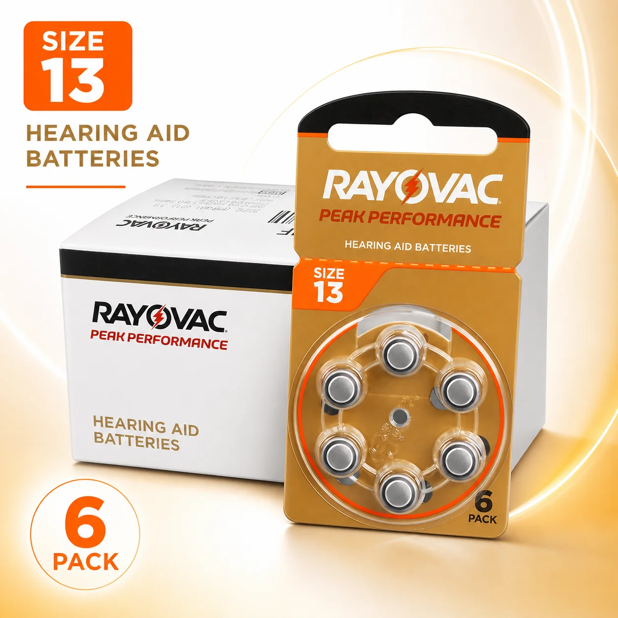 Zinc Air Hearing Aid Battery A13 PR48 1.45V 60 Pack Replacement Battery For Hearing Aid, Peak, Size 13, Long Lasting Power