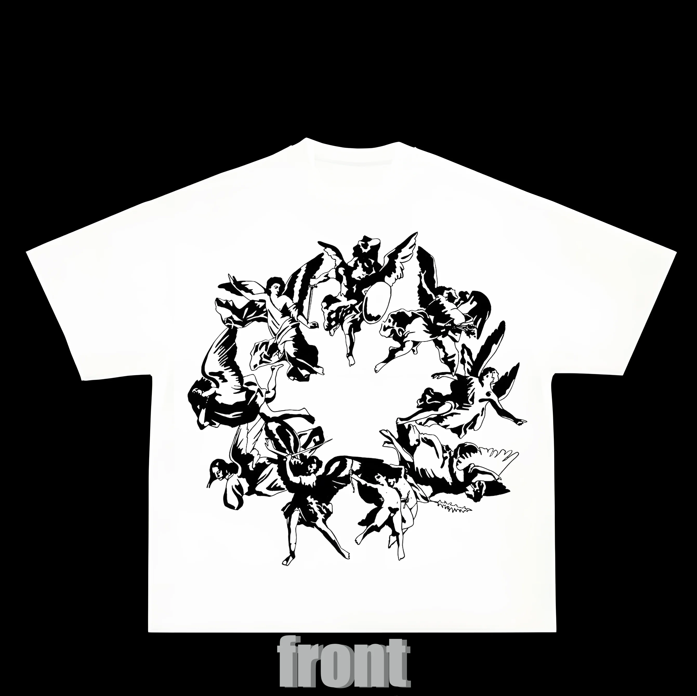 

2025 America Angel Printed Cotton Loose Men's and Women's Extra Large T-shirt High Quality Short Sleeve T-shirt Harajuku Art