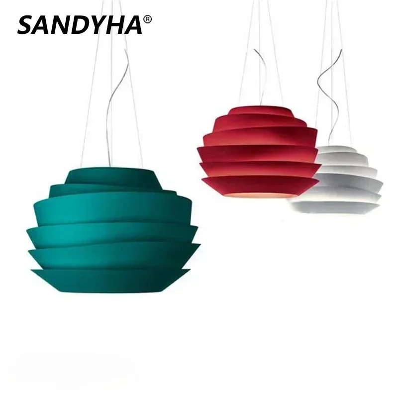 

SANDYHA Modern Salon Led Chandeliers Wave White Rose Suspension Lamp Bedroom Living Room Dining Home Decor Pendant Lightings