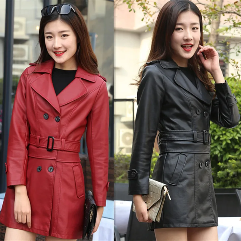 2026 fall top Compound lambskin leather moto jacket Detachable women clothing  trench Long faux fur coat streetwear detachable
