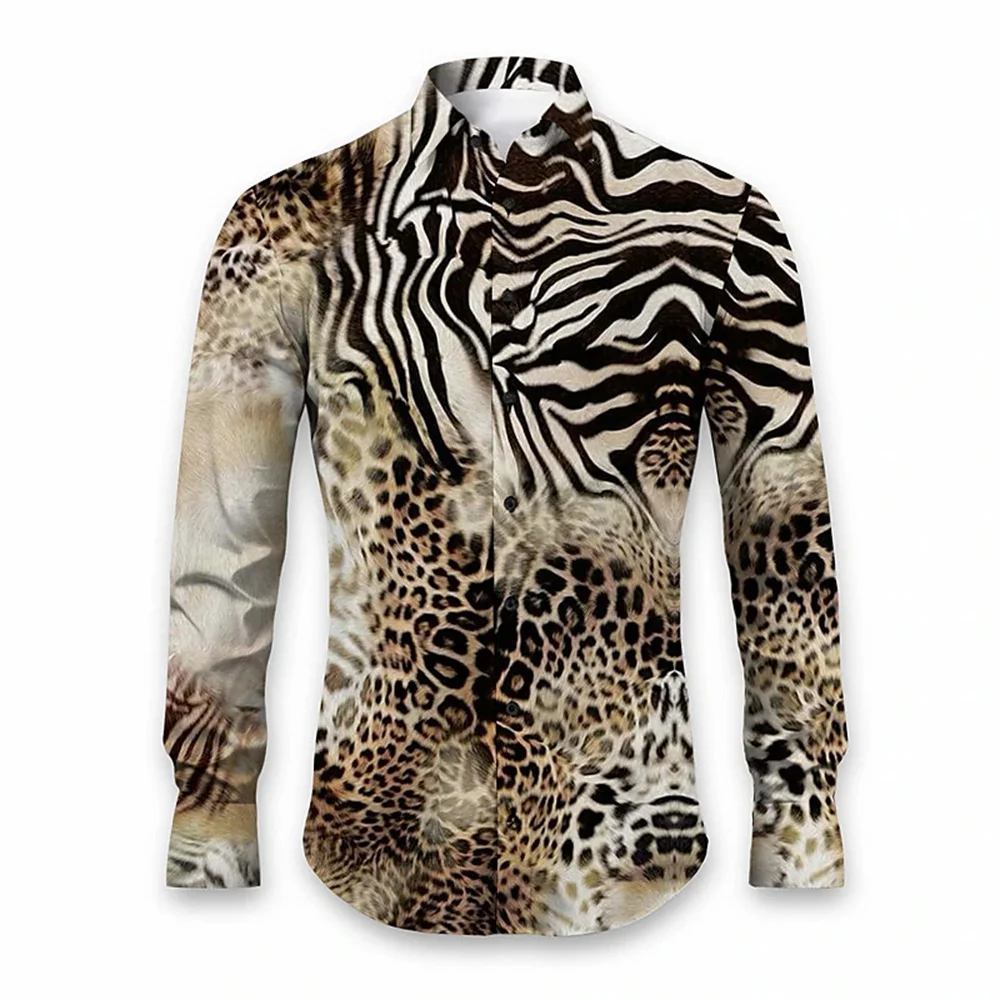 2024 Men's long sleeved shirt Lion Texture pattern 3D printed top for spring autumn new fashion casual men's unisex clothing