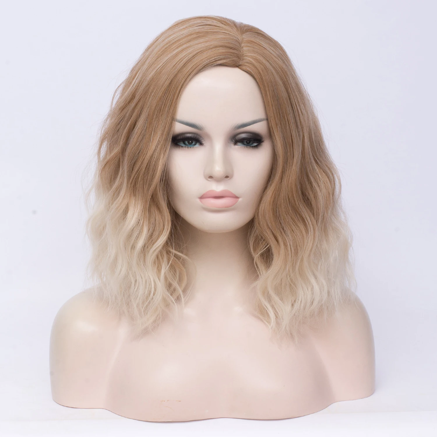 Side Part Bob Wig Blonde Women’s Short Wavy Synthetic Heat Resistant Style for Cosplay Halloween Themed Events