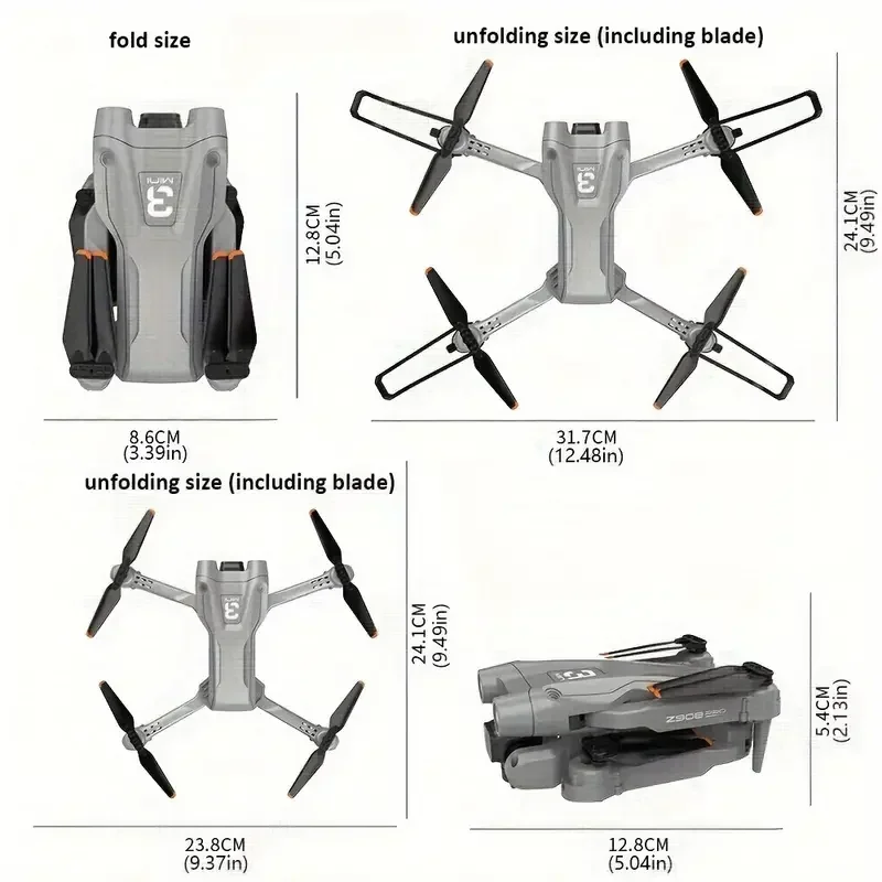 Z908 UAV HD Professional ESC Dual Camera Optical Flow Positioning 2.4G WIFi Obstacle Avoidance Quadcopter Toy, Christmas Gift