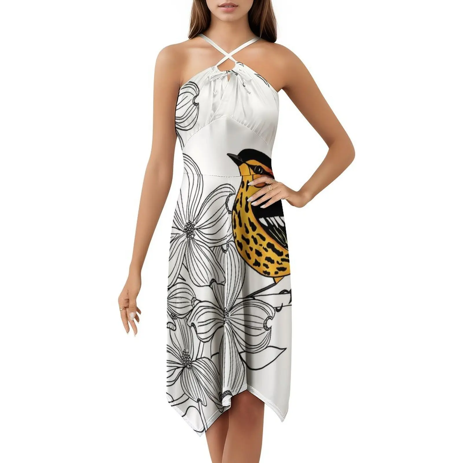 فستان كيب ماي واربلر بوهو أنيق أنيق لحفلات الزفاف على الشاطئ وطيور الطيور والطبيعة والحياة البرية كيب للنساء