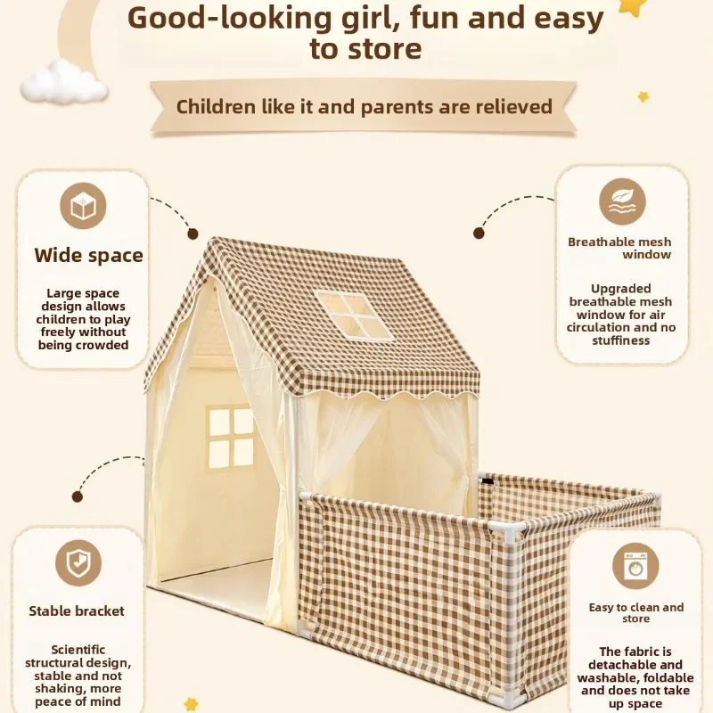 Indoor Kids Tent Playhouse Boys Girls Princess Castle Dream Fence Secret Base Indoor Children's Tent Toy Castle Small House