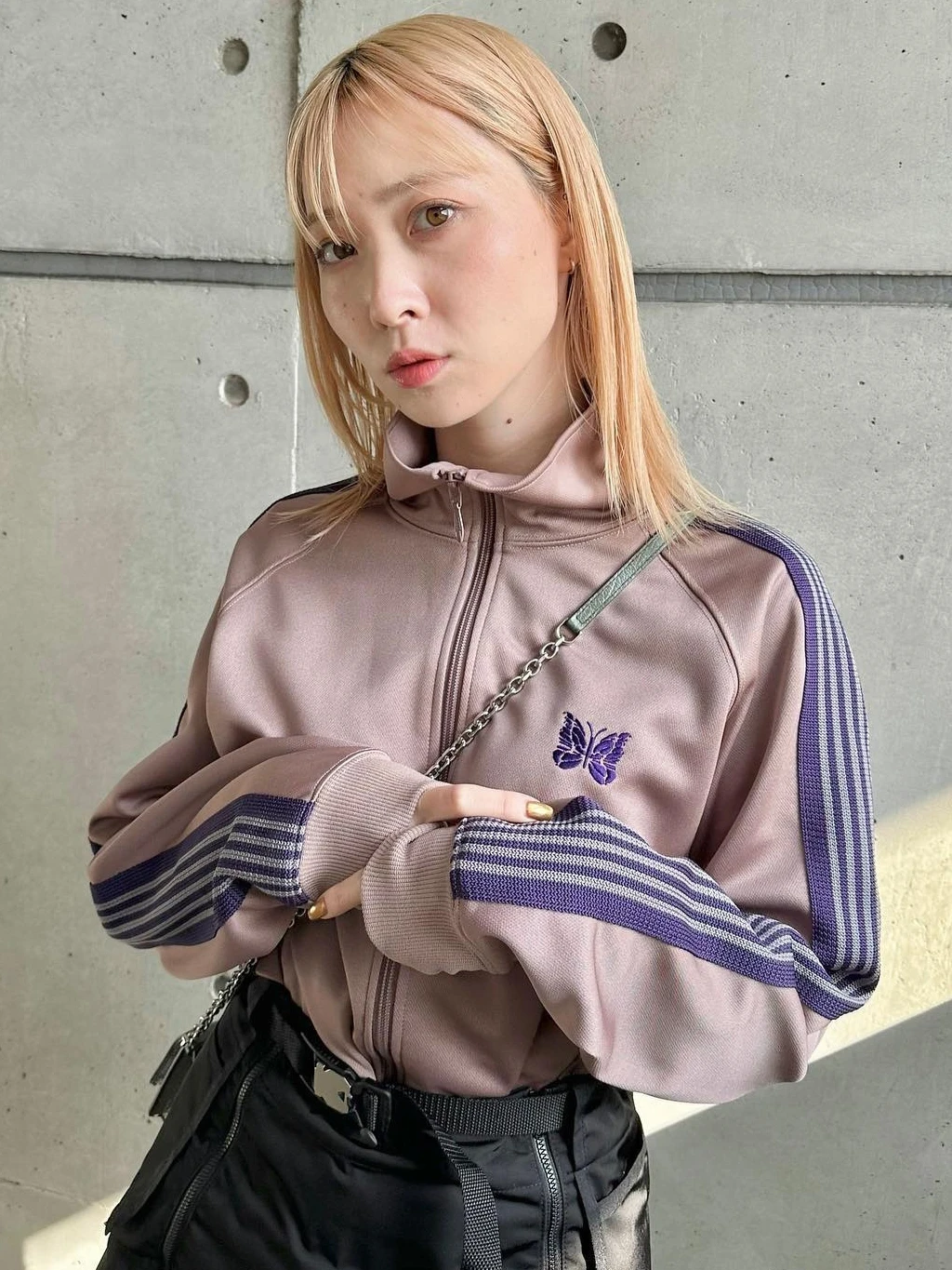 

Needles Zipper Collar Casual Loose Sport Jaet Youth ular Pure Color Embroidery Outerwear Polyester Fabric Autumn Outerwear