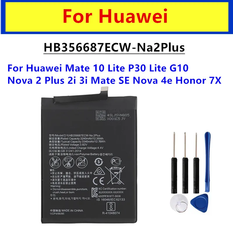 HB356687ECW Battery For Huawei Nova 2 Plus 2i 2S 3i 4e P30 Lite Mate SE G10 Mate 10 Lite Honor 7X 9i Maimang 6 Batteries +Tools