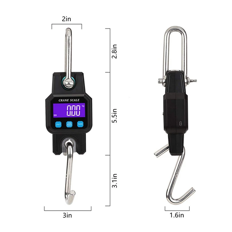 300Kg/50G Smart Crane Scale Rechargeable Portable Hanging Hook Scales W/ 4.0 BT USB For Industrial Hook Scale