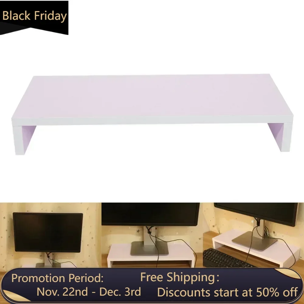 Monitor Height Increasing Bracket ,Wooden Monitor Stand LED Computer Monitor Riser Desktop Organizer Display Rack Purplish White