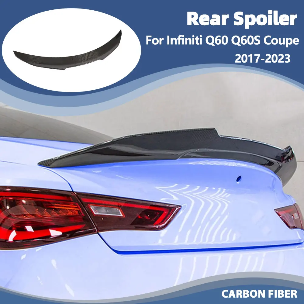 

Car Rear Trunk Spoiler Wings for Infiniti Q60 Q60S Coupe 2-Door 2017-2023 Carbon Fiber Racing Boot Lid Wing Lip Rear Spoiler