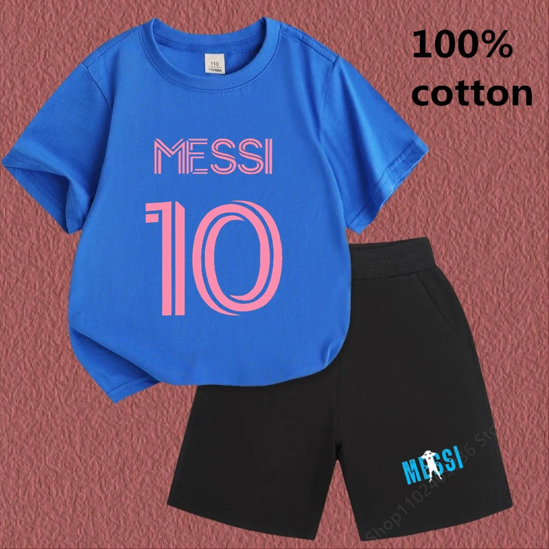 2024 new Messi T-shirt children's football jersey children's clothing children's summer short-sleeved T-shirt casual suit