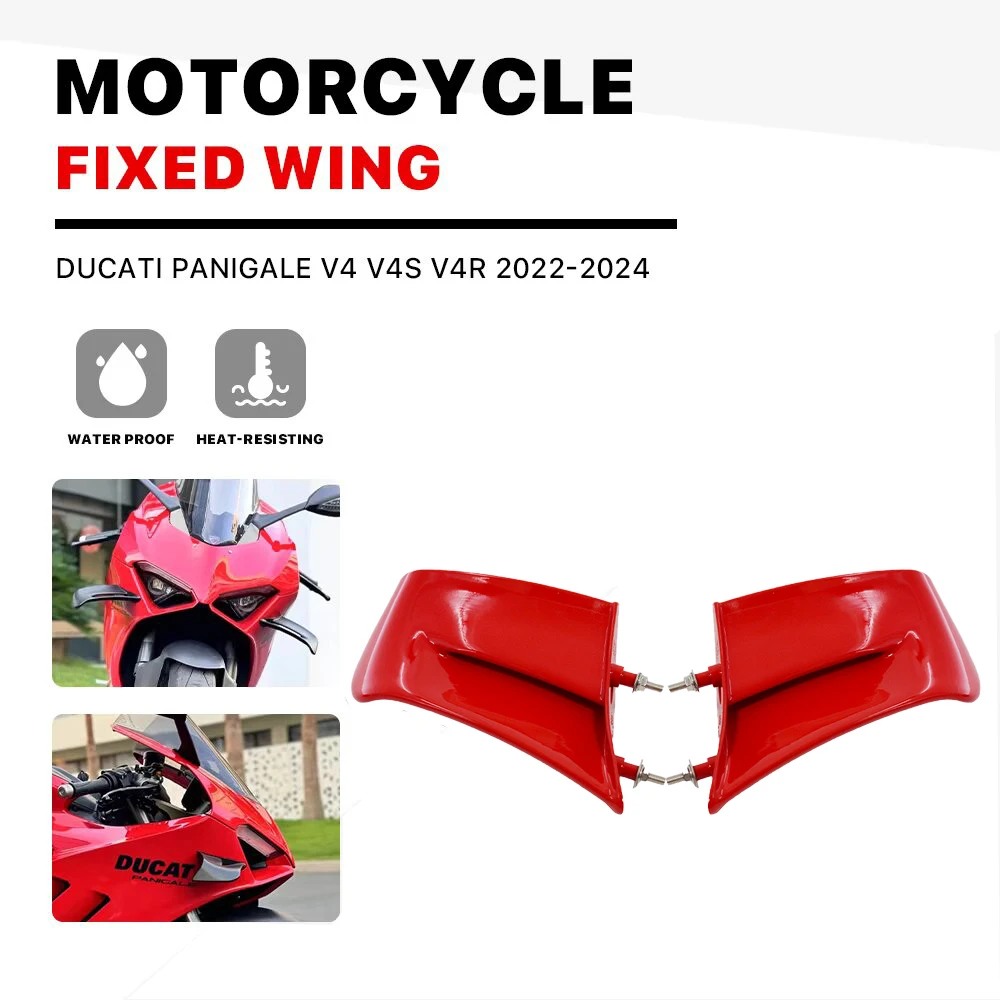 

Новые мотоциклетные крылышки, для Ducati Panigale V4 V4S V4R, боковые панели с фиксированным крылом, красный, спойлер воздушного дефлектора обтекателя, 2022 2023