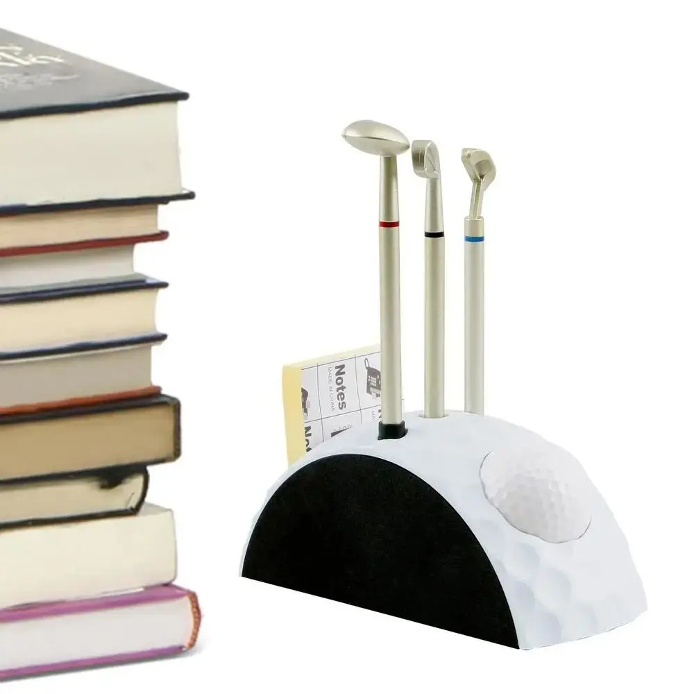 

1 set Golfer Pens Mini Desktop Golf Decoration Anti Slip Base Decoration Golf Ball Pencil Holder Novelty 3 Colors Golf Pen Set