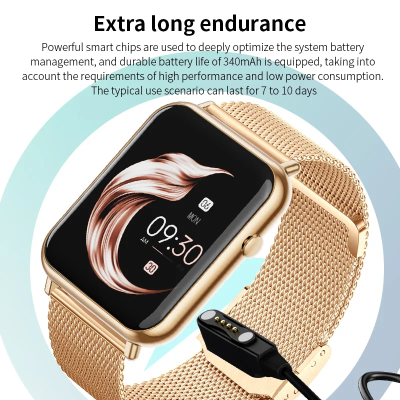 Lige-reloj inteligente deportivo con Bluetooth para mujer, accesorio de pulsera resistente al agua con control de temperatura corporal, llamadas, 2023