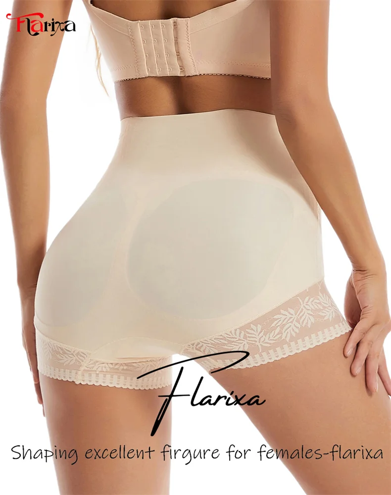 Flarixa Seamless Underwear Women High Waist Shaping Panties Tummy Control Lace Underpants Slimming Postpartum Hip Lift Pants