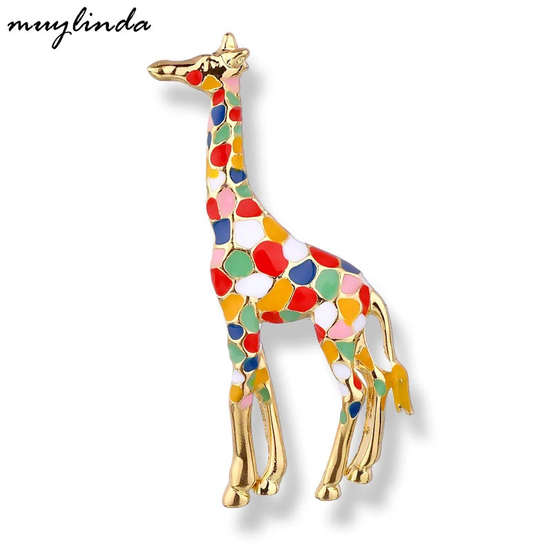 Classic Creative Colorful Enamel Giraffe Brooches For Women Man Unisex Jewelry Gifts Charm Animal Brooch Pins Party Wedding Gift