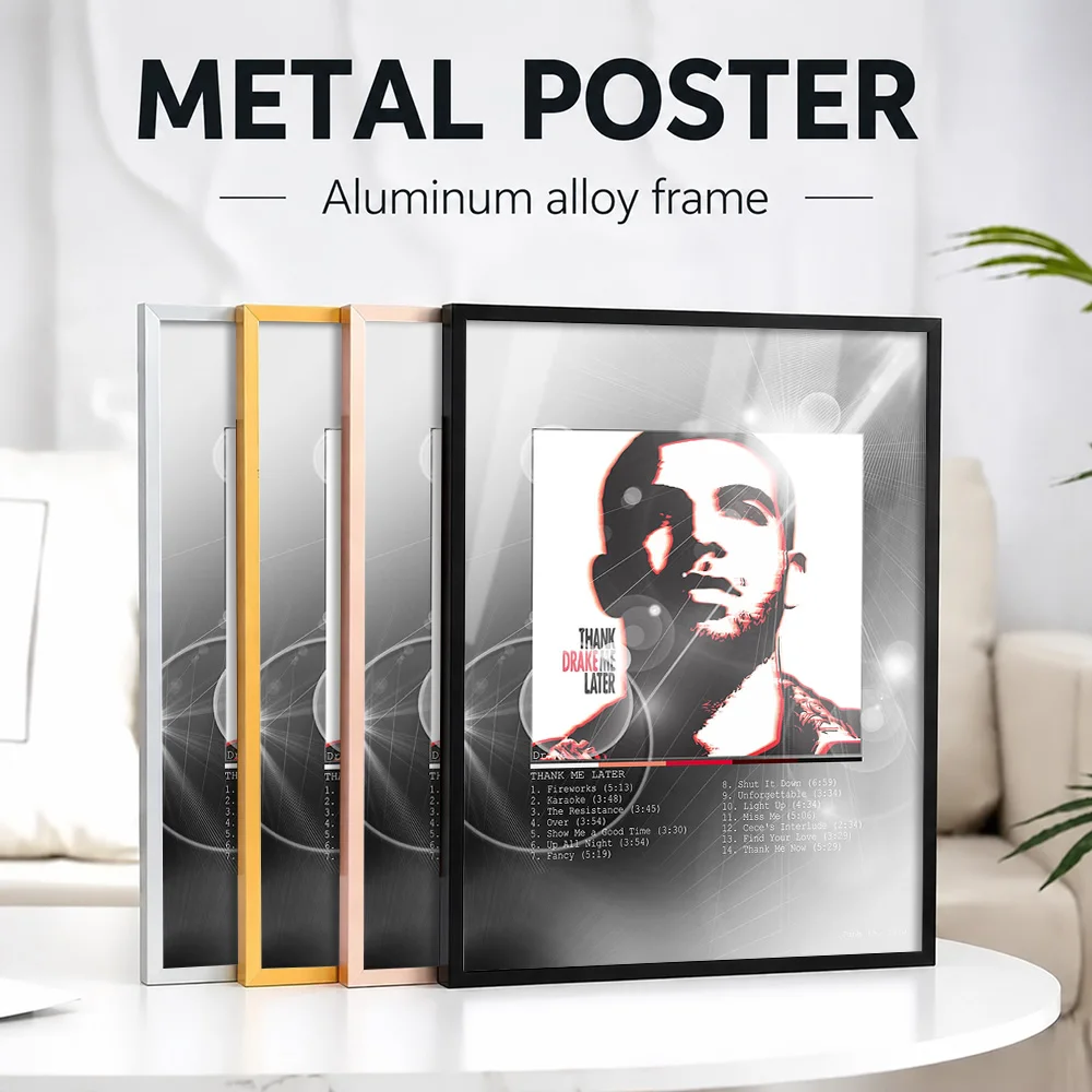 Drake Thank Me Later Album Framed Aluminum Metal Poster Customized Photo Retro Music Style Wall Art For Lounge Audiophile Gift