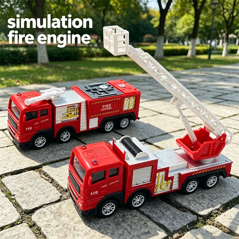 

1:32 Fire Truck Simulation Inertia Firefighting Rescue Vehicle Fire Ladder Engineering Car Model Kid Collection Toy Boy Gifts
