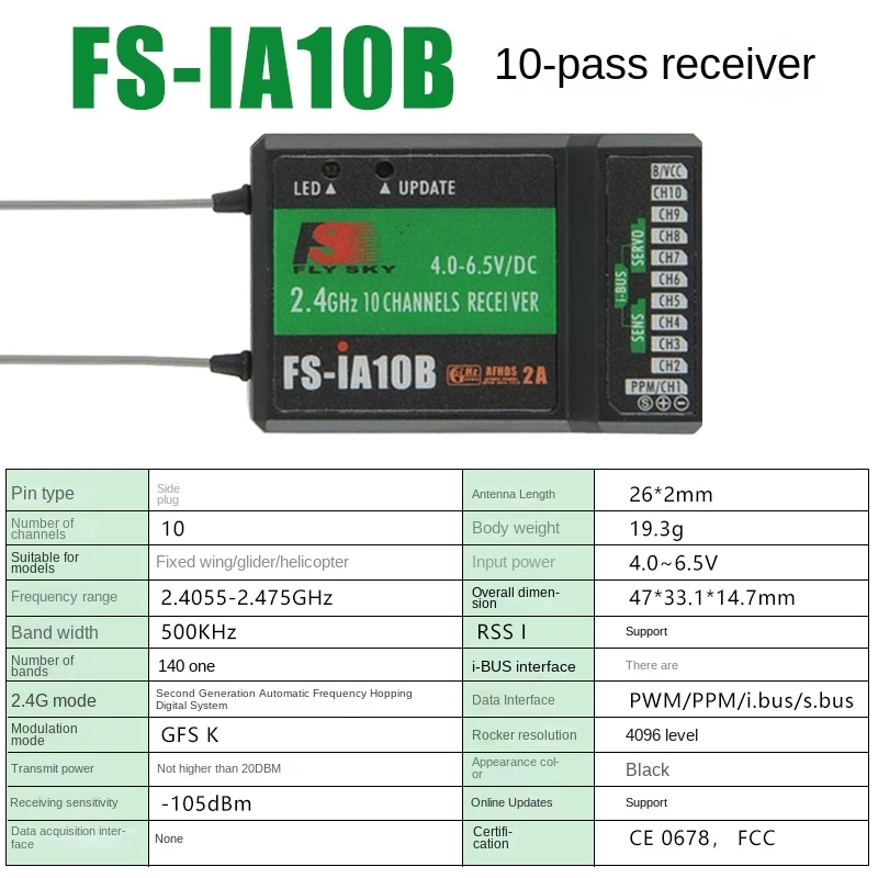 FlySky FS-iA6 FS-iA6B FS-iA10B FS-X6B Receiver For FS-i6 i6X i6S i10 TH9A Transmisor RC Control Remote Parts