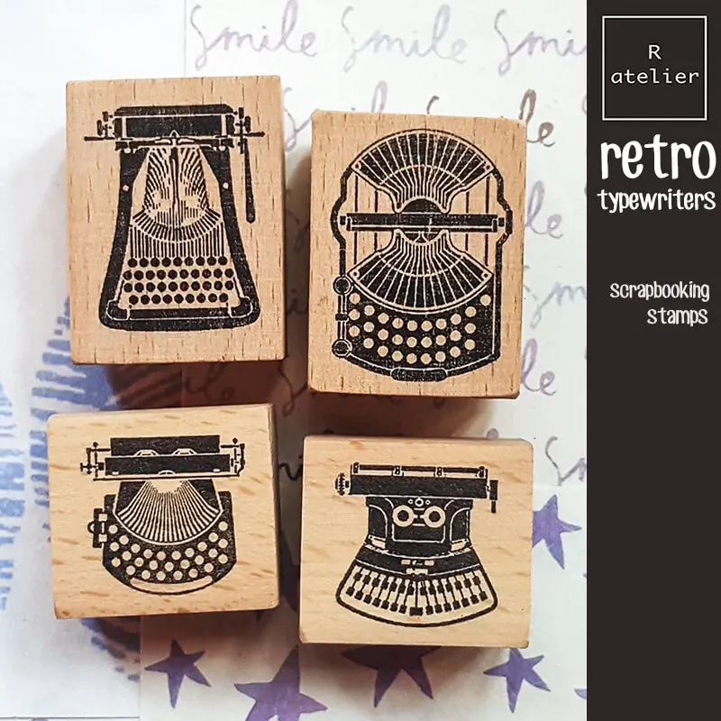 Stamp Scrapbooking Typewriter Planner Calendar Journaling Scrapbook Kawaii Journal Wooden Stamp