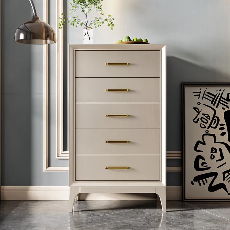 American chest of drawers Solid wood chest of drawers Bedroom cabinet Modern bedside table Champagne