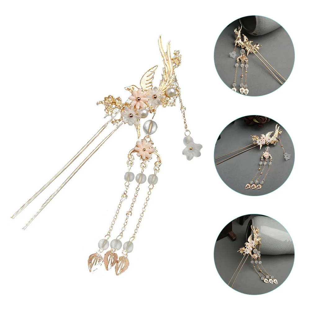 

Hairpin Long Stick Bun Accessories Women Flowers Alloy Durable Comfortable Elegant Hairstyles Matching Colors Charm Hair Sticks
