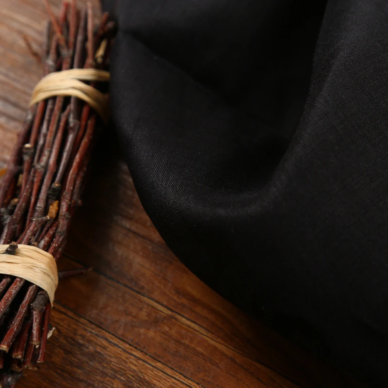 

100 High-Count Base Ramie Fabric Underdress Sling Solid Color Retro Linen Summer Thin Material (Black)