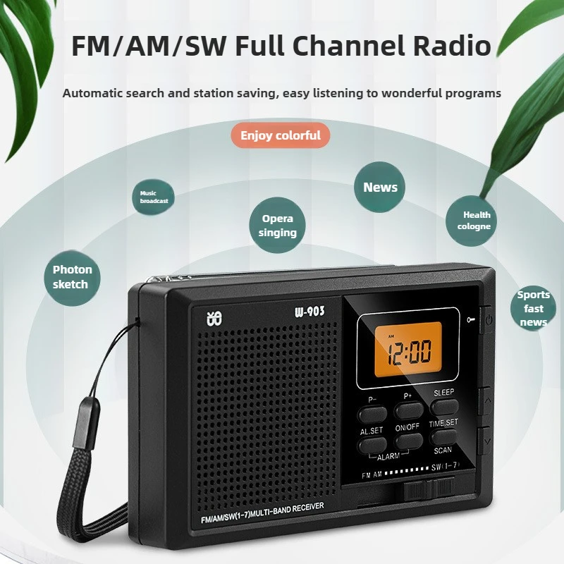 LED Screen Clock Stereo Digital Radio FM AM SW Battery Operated Radio Small Portable Radio Mini Radios
