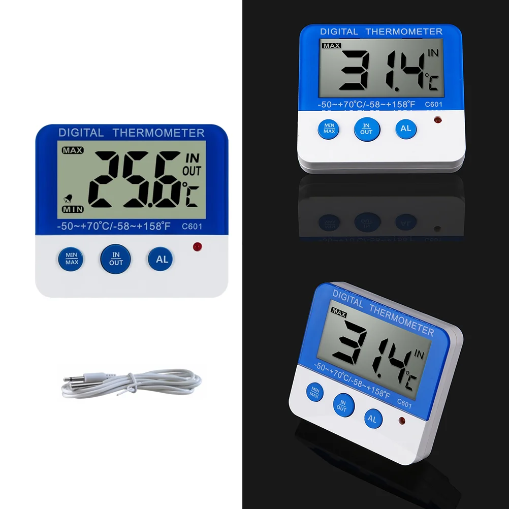 1PC C601 Indoor And Outdoor Thermometer Digital Refrigerator Freezer Thermometer High And Low Temperature Alarm Kitchen