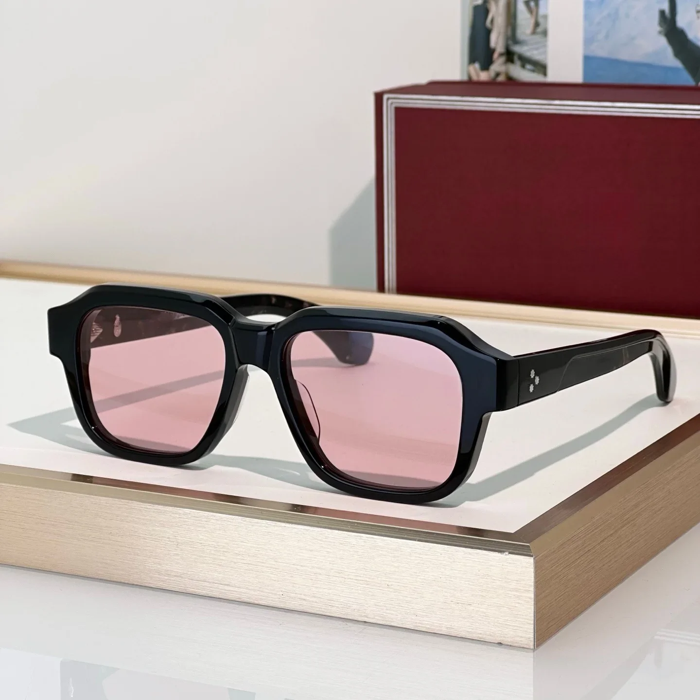 

JM VIVIENNE Size 55-19 Top Quality Sunglasses for Men and Women Retro Trend Luxury Acetate Titanium Designer Sunglasses UV400