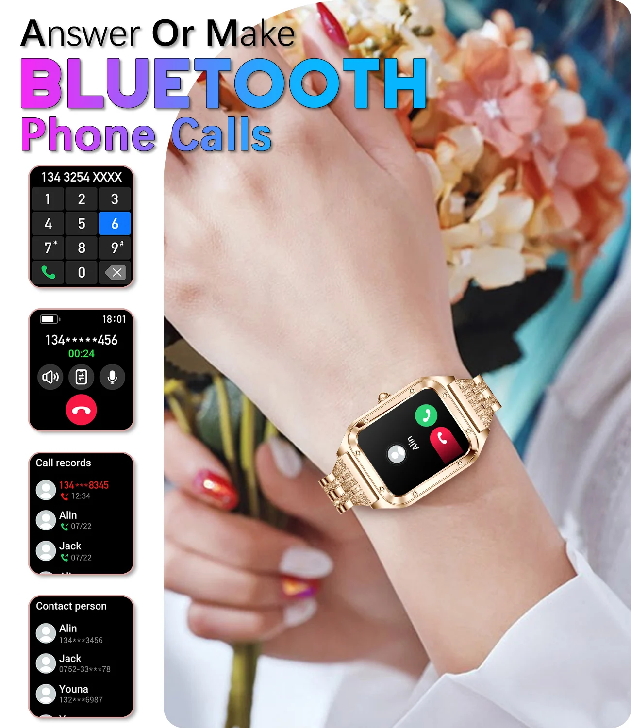 2025Neue NFC-Smartwatch für Frauen, 1,57 Zoll, mit Herzfrequenzmesser, Bluetooth-Anruffunktion, Gesundheits-Tracker für Android iOS