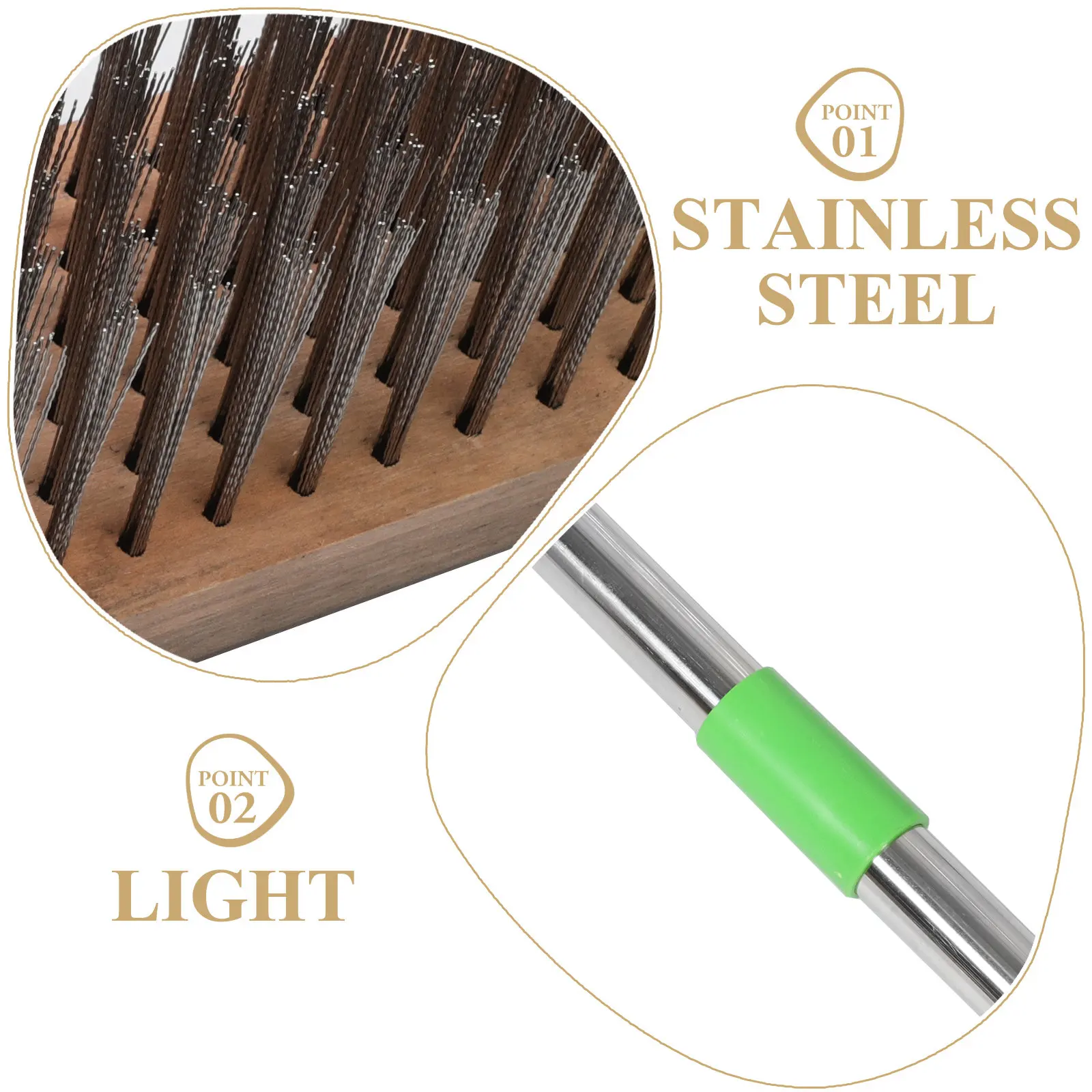 Stainless Steel Scrub Brush 1.2m Long Handle Heavy Duty Wire Bristle Pool Cleaning Brush for Concrete Patios Garages Moss