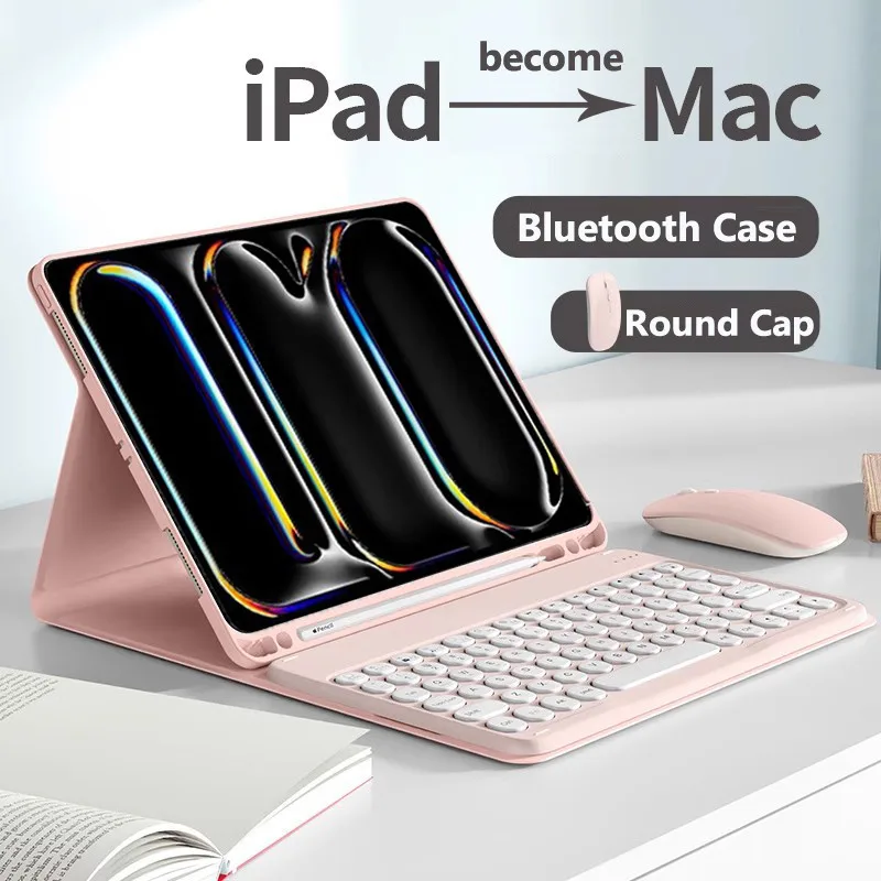 

Bluetooth-клавиатура для iPad 11th 2025 A16 Air 7th Air11 6-го поколения 11 дюймов M2 M3 7-го 8-го 9-го поколения 10,2 10-го Air4 5 Pro11 и мышь