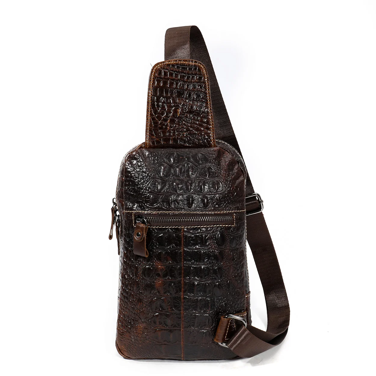 Sac de poitrine en cuir véritable pour homme, sac à bandoulière, motif alligator masculin, pack de voyage lancé GT