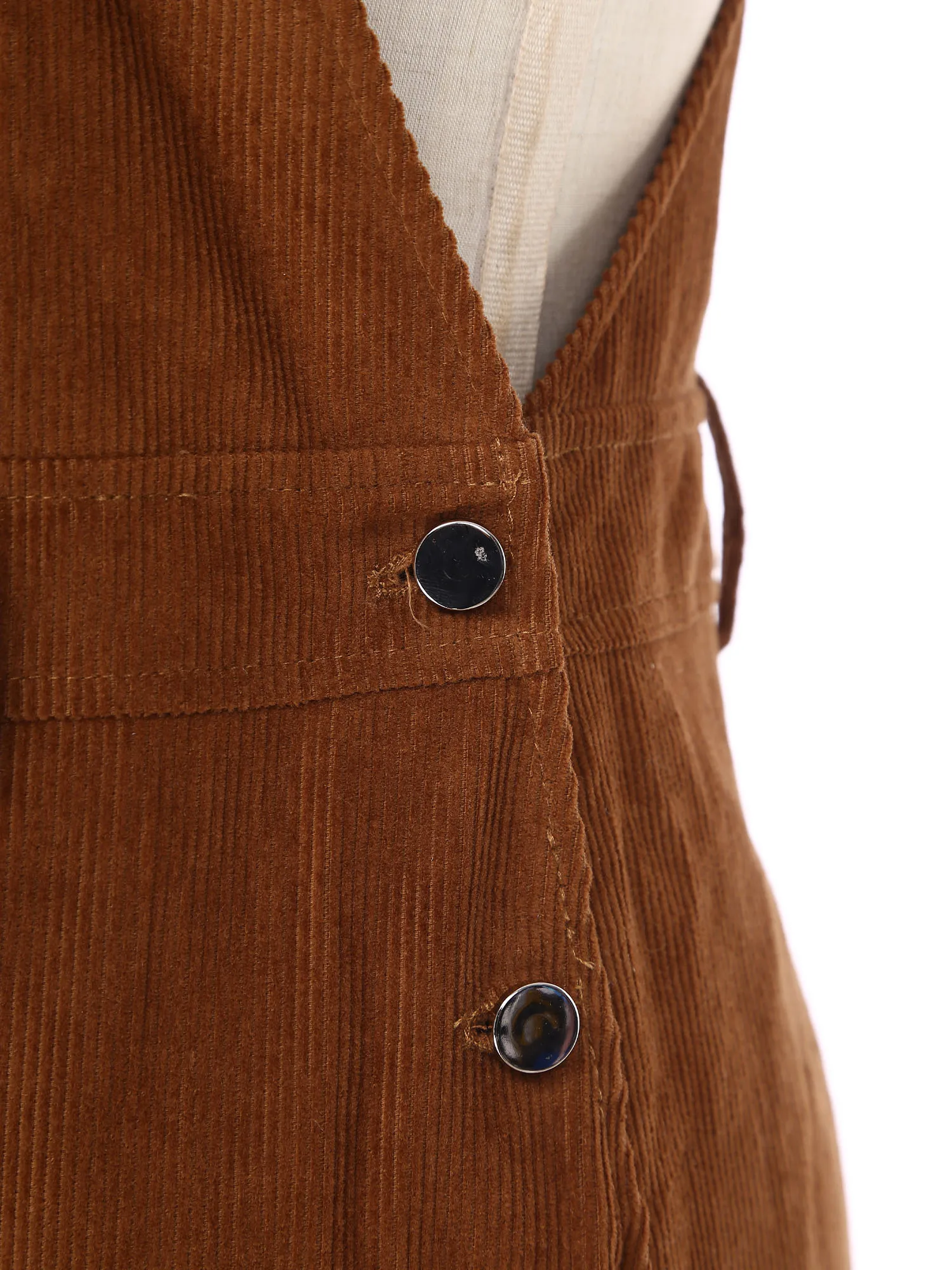 Womens Corduroy Overall Dress Adjustable Shoulder Straps Side Button Flap Pockets Pinafore Dress for Daily Casual Shopping