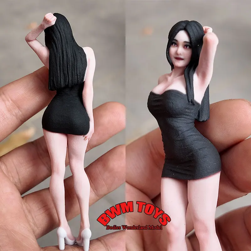 

Ручная работа, масштаб 1/16, 1/18, женщина-солдат, миниатюрный реализм, длинные волосы, платье на высоком каблуке для девочек, стоячая настольная статуя, орнамент