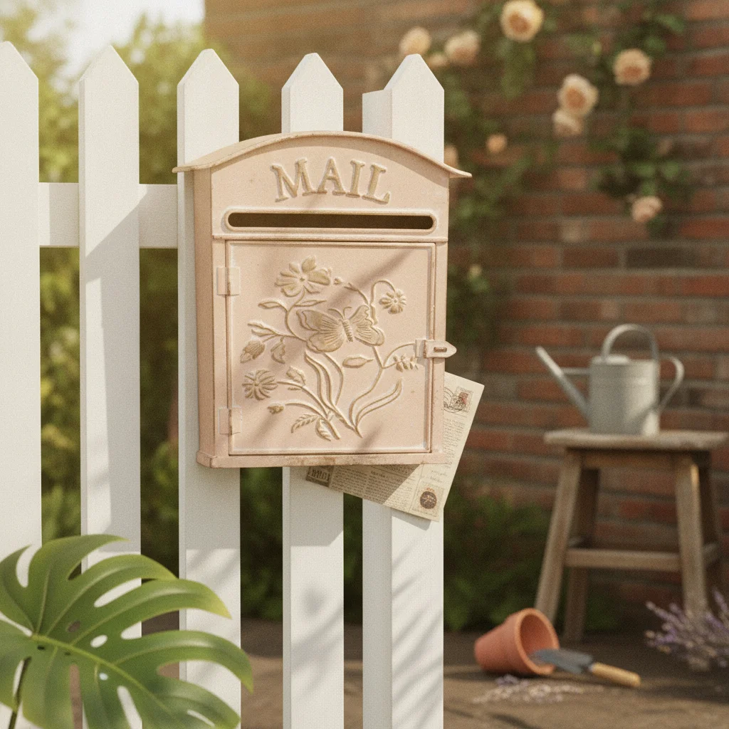 Vintage Wall Mailbox Rustic Decorative Post Box Floral Relief