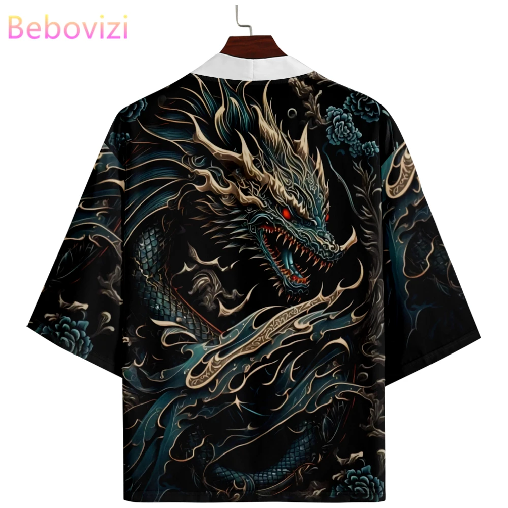 Anime Print Traditional Kimono 2024 Japanese Men Women Cardigan Haori Streetwear Samurai Tops Plus Size 4XL 5XL 6XL