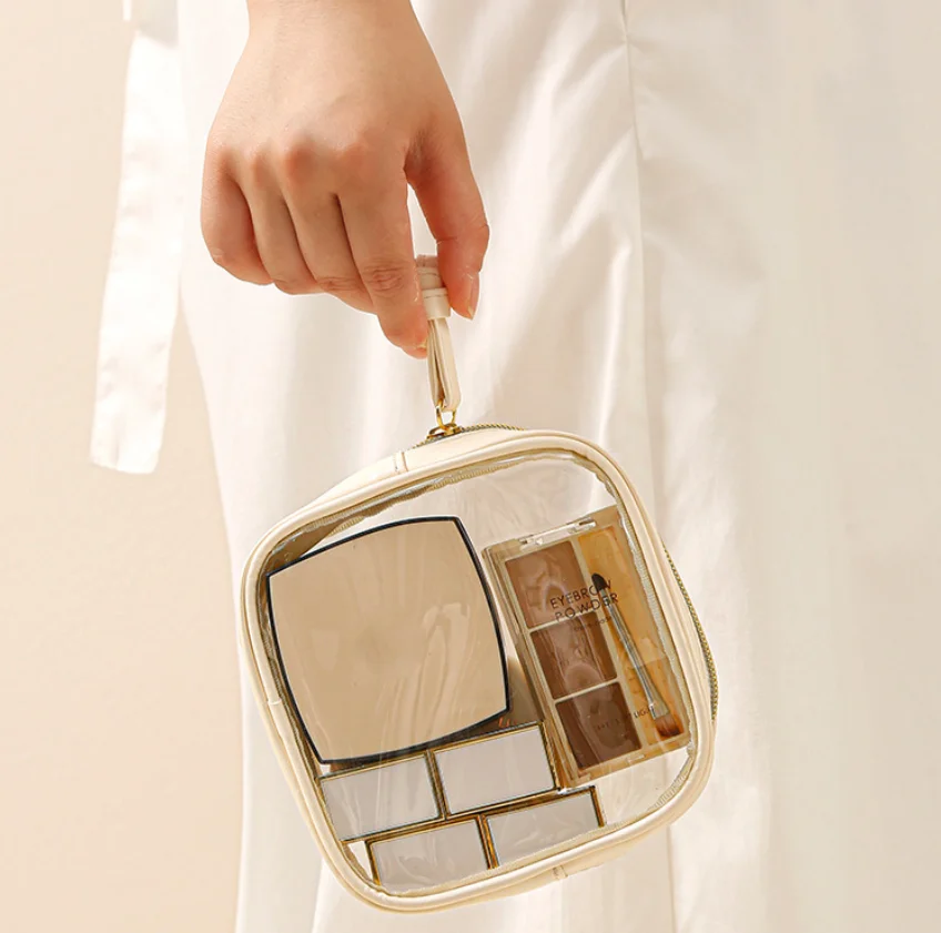 Travel-Friendly Transparent Portable Makeup Organizer: Multi-Purpose Extra-Large Capacity PVC Toiletry Bag