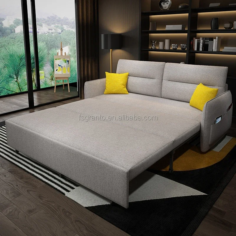 Modern Design Three Seat Pull Out Sofa Function Bed Living Room Folding Sofa Bed with Storage