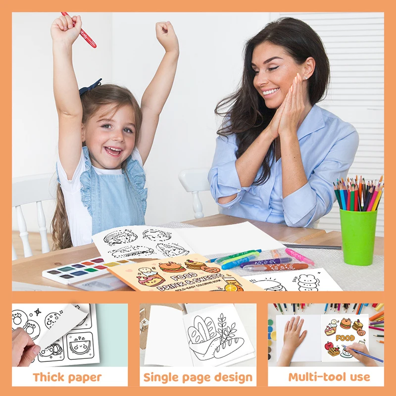 เด็กหวานหัวใจสมุดระบายสี Montessori ของเล่นอาหารผลไม้สีเครื่องหมายภาพวาดการศึกษาสร้างสรรค์ของเล่นเด็กของขวัญ